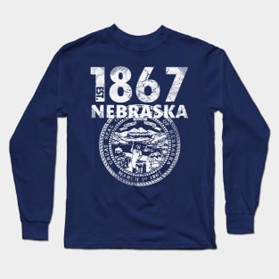 Nebraska State Flag Est 1867 Vintage Distressed Long Sleeve T-Shirt